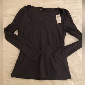 Abercrombie & Fitch Soft Matte Long Sleeve Squareneck Top Size L